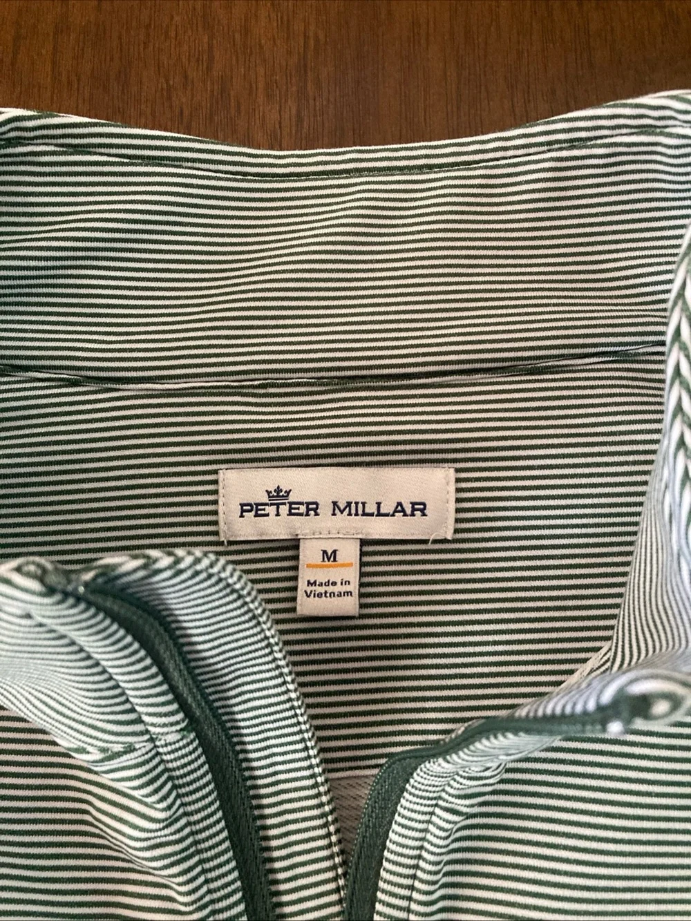 Peter Millar Augusta 86 TaylorMade Men’s Green Striped Quarter-Zip Golf Pullover